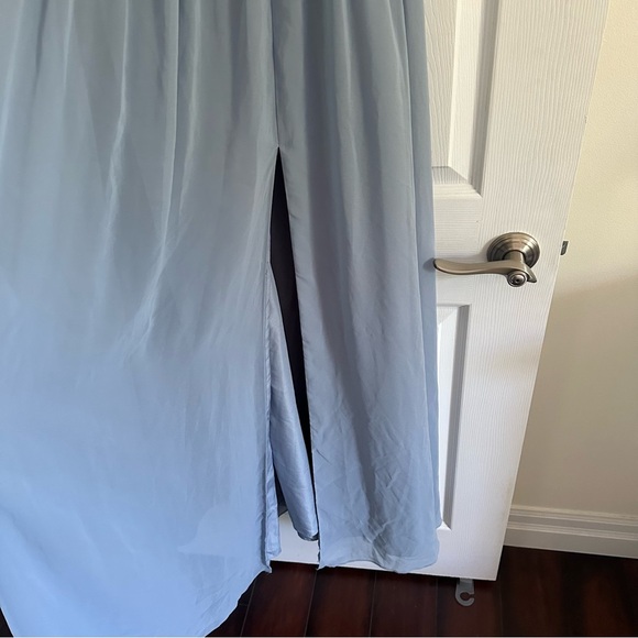 Size 12 Azazie Lianne A-Line Off the Shoulder Chiffon Dress - Twilight Color - Picture 10 of 12